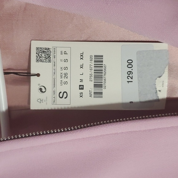 NEW ZARA Topcoat Blazer Jacket Pink Zip Small - Picture 4 of 7